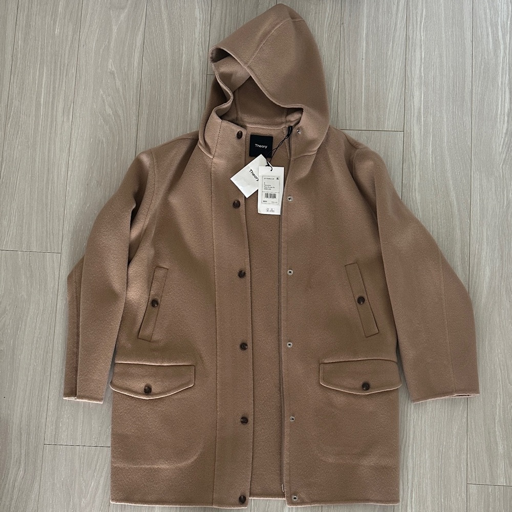 Theory Tan Hooded Coat